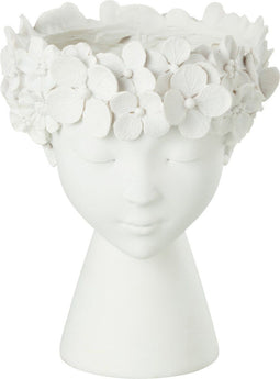 J-Line bloempot Kop - polyresin - wit - large - Ø 21 cm