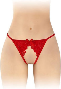 Fashion Secret Sandra - Erotische String met Open Kruis - Rood - One Size