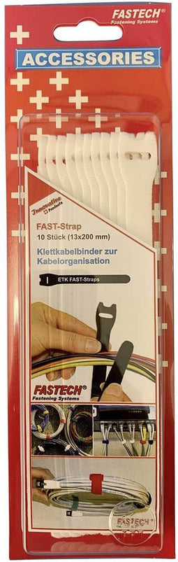FASTECH® 802-010 Klittenband kabelbinder Om te bundelen Haak- en lusdeel (l x b) 200 mm x 13 mm Wit 10 stuk(s)
