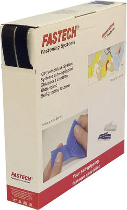 FASTECH® B20-SKL999925 Klittenband Om vast te plakken Hotmelt Haak- en lusdeel (l x b) 25000 mm x 20 mm Zwart 25 m