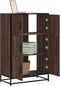 vidaXL - Hoge - kast - 68x35x106,5cm - bewerkt - hout - en - metaal - bruin - eikenkleur