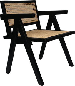 Fauteuil - 58x60x79 - Zwart/naturel - Mahonie/rotan