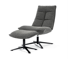 Fauteuil Marcus met voetenbank | Eleonora| Antraciet + GRATIS 5 jaar Vlekkenservice!