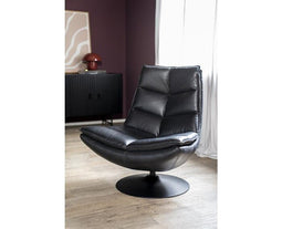 Fauteuil Sven boho leder - Zwart | Eleonora