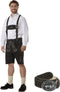 Dressforfun Jannis - Korte Lederhosen - Echt Leer met Riem en Bretels - Zwart - 50