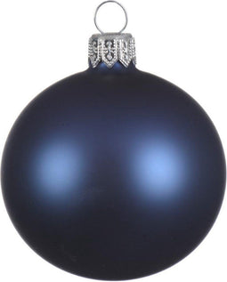 1 Glazen kerstbal mat 15 cm nacht blauw