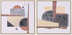 Schilderij Home ESPRIT polyestyreen Canvas Abstract Stads 62,5 x 2,8 x 62,5 cm (2 Stuks)