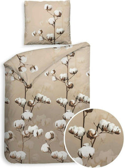 Heckett & Lane Moos Dekbedovertrek - Flanel - Eenpersoons - 140x200/220 cm - Natural Beige