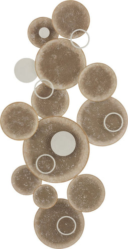 J-Line wanddecoratie Cirkels - metaal - bruin/wit
