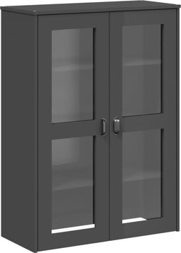 vidaXL - Opzetkast - VIKEN - bewerkt - hout - antracietgrijs