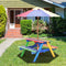 Coast kinderstoel - houten picknicktafel set - met parasol en 2 banken - kleur: rood geel blauw groen