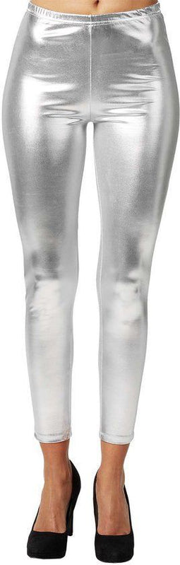 dressforfun - Metallic legging - Elastische boord met franjes - Zilver XXL