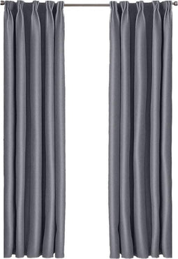 Larson - Luxe Hotel Serie Blackout Gordijn - Visgraat motief - Haken - Donkergrijs - 300 x 250 cm - Verduisterend & kant en klaar