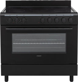 Proff FSVC-9060BL - Keramisch vrijstaand fornuis - 5 kookzones 103L heteluchtoven - Zwart 90CM