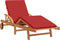 vidaXL - Opvouwbare - Zonnebank - met - Wielen - & - Kussen - Rood - Massief - Hout - Acacia