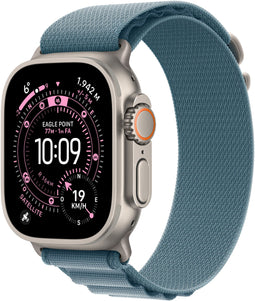 Apple Watch Ultra 3 - Smartwatch - GPS + Cellular - 49 mm - Lichtblauw Alpine Loop-band (L) - Titanium