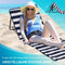 Outsunny Strandligstoel - Verstelbare Rugleuning - Staal Oxford Polyester Blauw/Wit