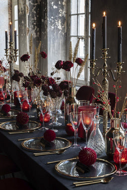 J-Line glas rode wijn Gouden Rand - glas - transparant/goud - 4 stuks