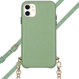 Selencia Hoesje Geschikt voor iPhone 11 Hoesje Met Koord - Selencia Aina Slang Hoesje met koord - Groen