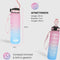 LaCardia Nederlandse Motivatie Waterfles - Drinkfles met rietje - 1 liter met tijdmarkering - Roze blauw
