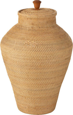 J-Line vaas Met Deksel - rotan - naturel