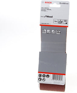 Bosch 2 608 606 070 - Schuurbandset 3-delig - 75 mm x 533 mm - Korrel 60 (3 stuks)