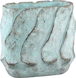 PTMD Decks Ovale Bloempot - 30 x 15 x 28 cm - Cement - Blauw koper