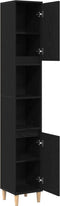 vidaXL - Badkamerkast - Zwart - Eiken - 30x30x190 - cm - Houtmateriaal