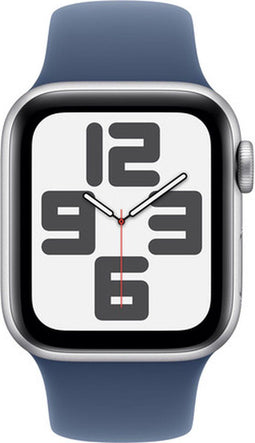 Apple Watch SE (2024) - GPS + Cellular - 40mm Aluminium - Zilver met Denim Sport Band S/M