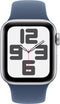 Apple Watch SE (2024) - GPS + Cellular - 40mm Aluminium - Zilver met Denim Sport Band S/M