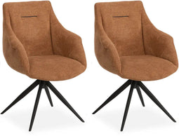 MX Sofa - Colin – Eetkamerstoelen – Cognac – Set van 2