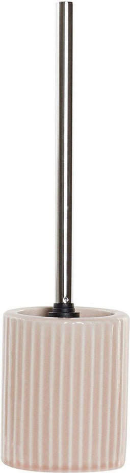Wc/toiletborstel 40 cm met keramieken houder roze - Toilet/badkameraccessoires wc-borstel