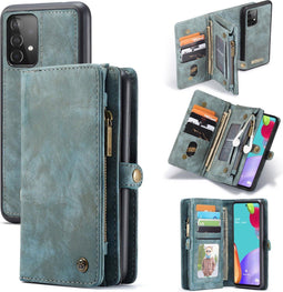 Caseme - vintage 2 in 1 portemonnee hoes - Geschikt voor Samsung Galaxy A52 / A52s - Blauw