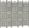 vidaXL - Kamerscherm - 5 - panelen - handgesneden - 200x165 - cm - mangohout - grijs