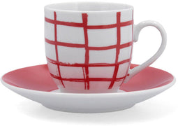 Quid Kansas - Kopje met schoteltje - Keramisch 90 ml - Rood (6 stuks)