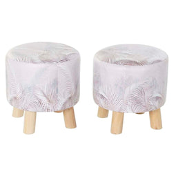 Voetensteun DKD Home Decor Grijs PU Pijnboom Tropisch (30 x 30 x 30 cm) (2 Stuks) (30 x 30 x 32 cm)