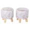 Voetensteun DKD Home Decor Grijs PU Pijnboom Tropisch (30 x 30 x 30 cm) (2 Stuks) (30 x 30 x 32 cm)