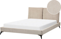 MELLE - Tweepersoonsbed - Taupe - 160 x 200 cm - Corduroy