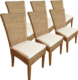 SVJ Eetkamerstoelen - 60x48x98 cm - Rotan - Lichtbruin - Set van 6