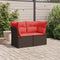 Tuinbank 2-zits met kussens poly rattan bruin