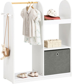 SoBuy KMB40-W - Kinderkledingkast - Multifunctioneel met Planken & Mand - Wit