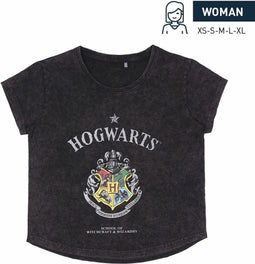Dames-T-Shirt met Korte Mouwen Harry Potter Grijs Donker grijs - L
