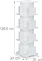 Draaibare boekenkast - 4 etages - 125,5 x 39 x 39 cm - wit