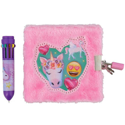 Unicorn emoji Dagboek/ Pluche dagboek Met Slot/ A5 roze Papier/ Dagboek met 10-kleurenpen.