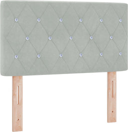 vidaXL - Hoofdbord - met - Kristalknopen - Ge - tuft - Lichtgrijs - 80 - cm - van - Velvet