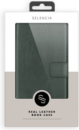 Selencia iPhone 8 Plus / 7 Plus - Echt Lederen Bookcase - 3 Pashouders - Groen