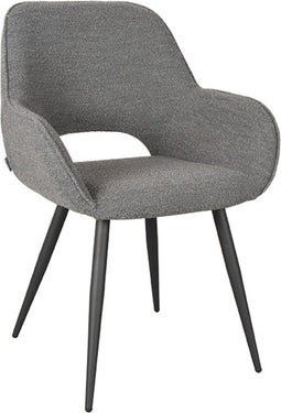 LABEL51 Fer Eetkamerstoel - Grijs - Stof - Black Frame - Stoel - Normale eetkamerstoel