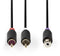 Nedis CABW24020AT02 - RCA Kabel - 20cm - Grijs