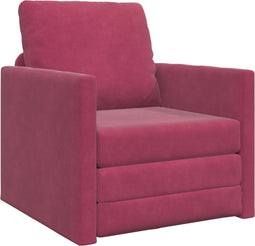 vidaXL - Vloersofa - Bed - 2-in-1 - Wijnrood - 74x77x81 - cm - Velvet