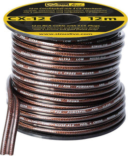Sinuslive CX-12 cinchkabel 12 m op kleine rol incl. 4 CS volledig metalen stekkers